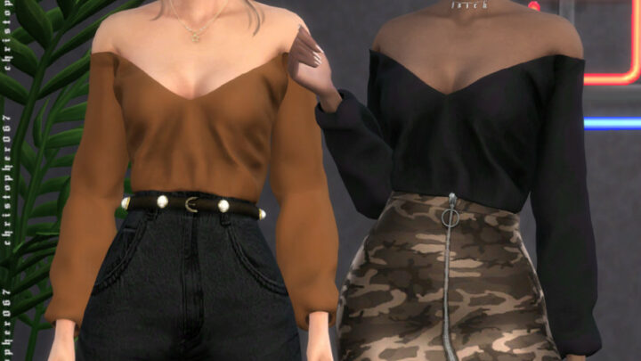 15 Prettiest Off-Shoulder Tops CC for Sims 4 [2022]