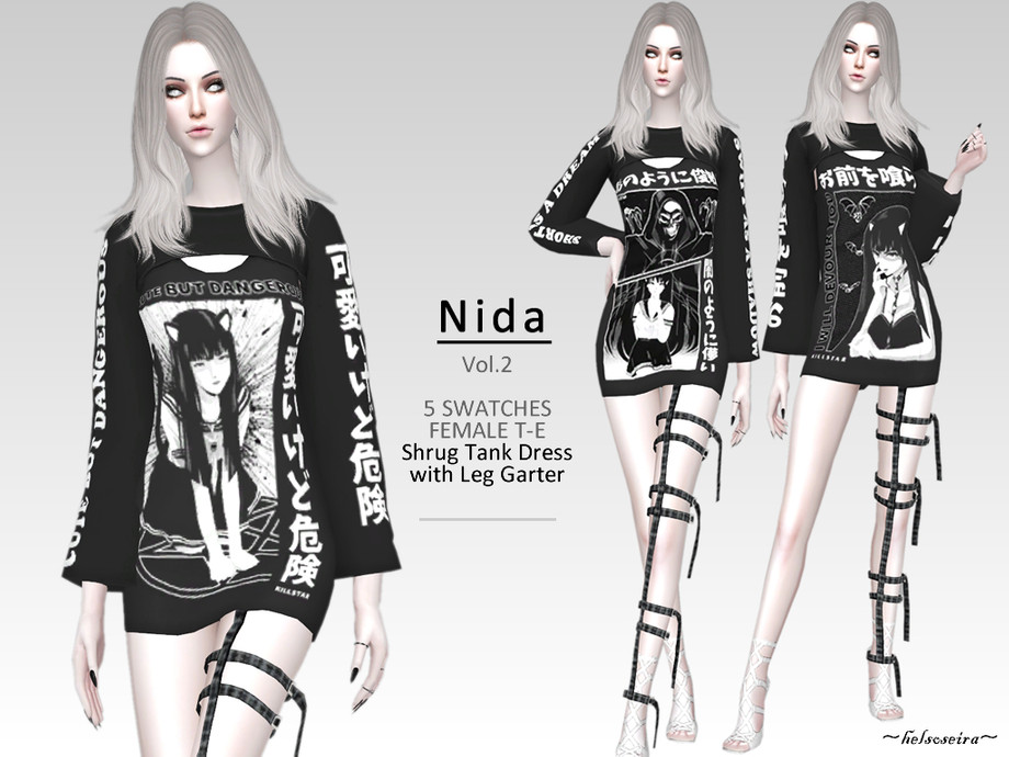 Nida V.2 Goth Shrug Dress With Leg Garter
