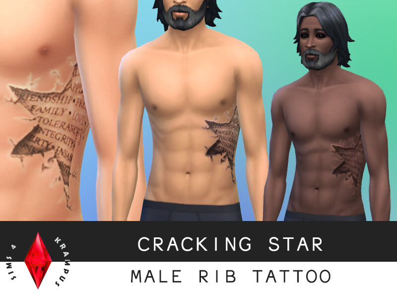 Cracking Star Rib Tattoo