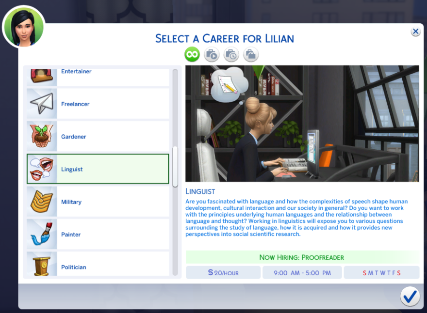 model sims 4 career