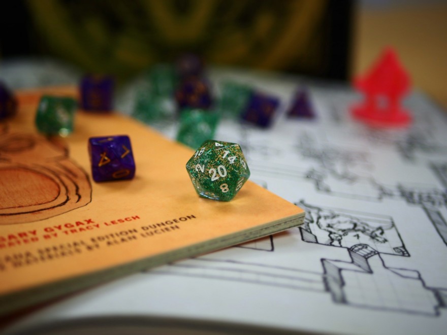 Dnd Dice And Map Close Up
