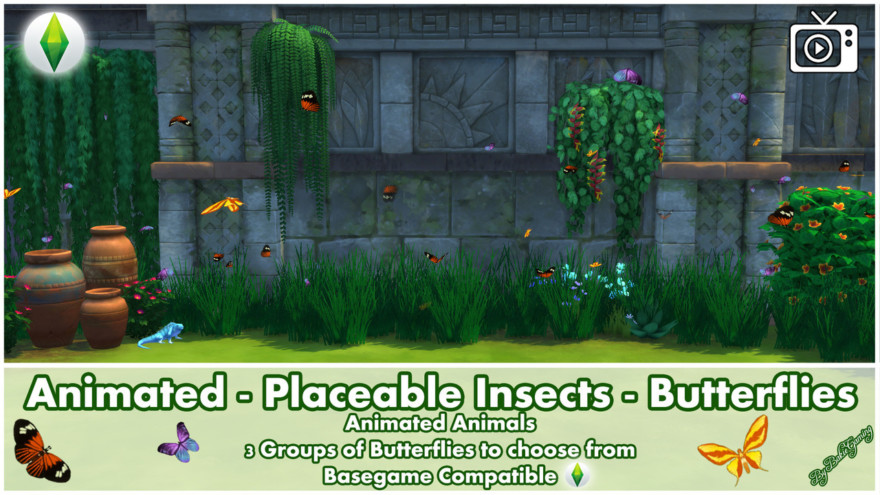 Animated Placable Insects Jungle Butterflies