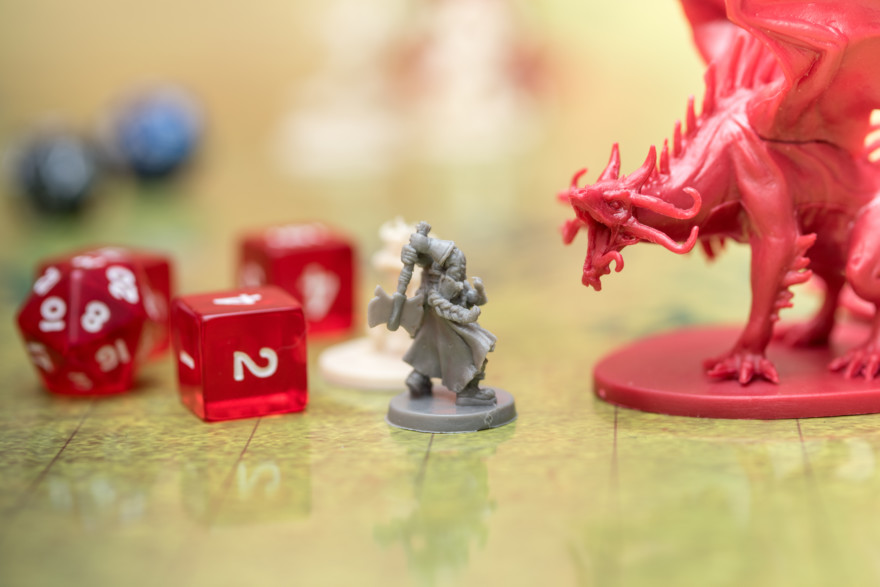 Detail Of Two Miniatures On The Battlefield Of The Role Playing Game Of Dungeons And Dragons.