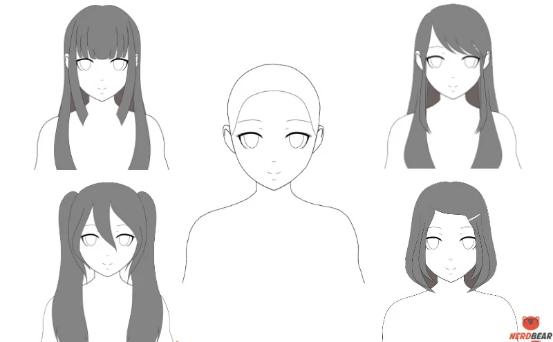 How to Draw Anime Girl Hair [Short, Long & Hime]