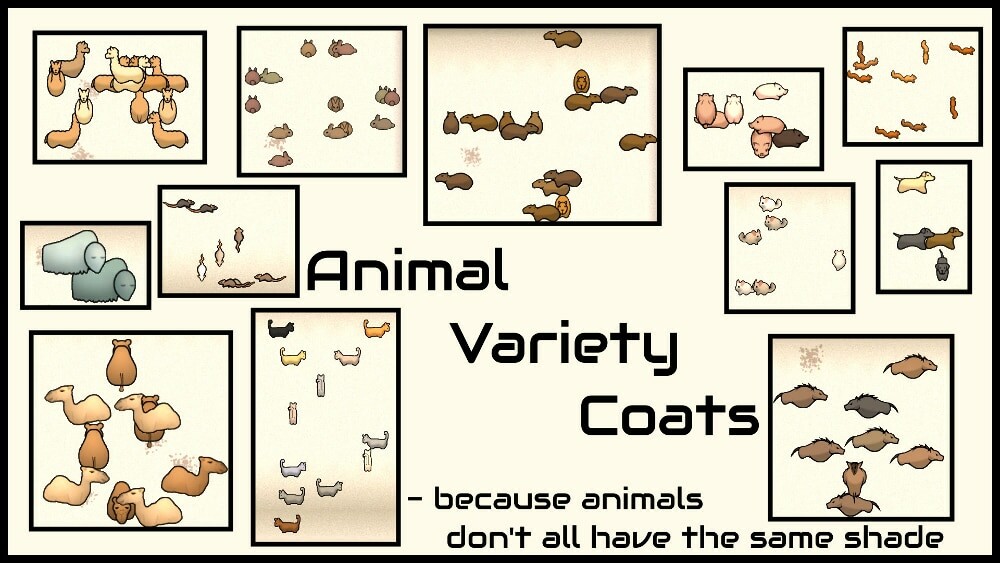 Cous de variétés d'animaux