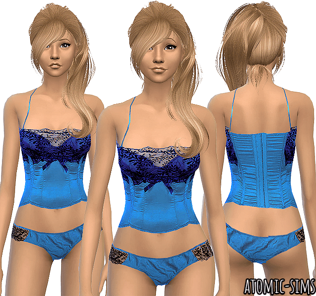 Simchic Corset Top And Panties Blue Set Conversion