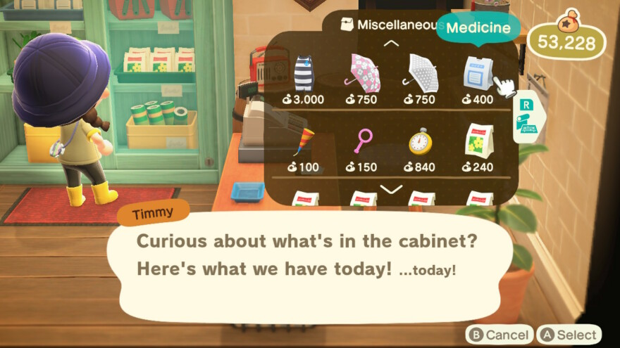 Animal Crossing Buy Medicine