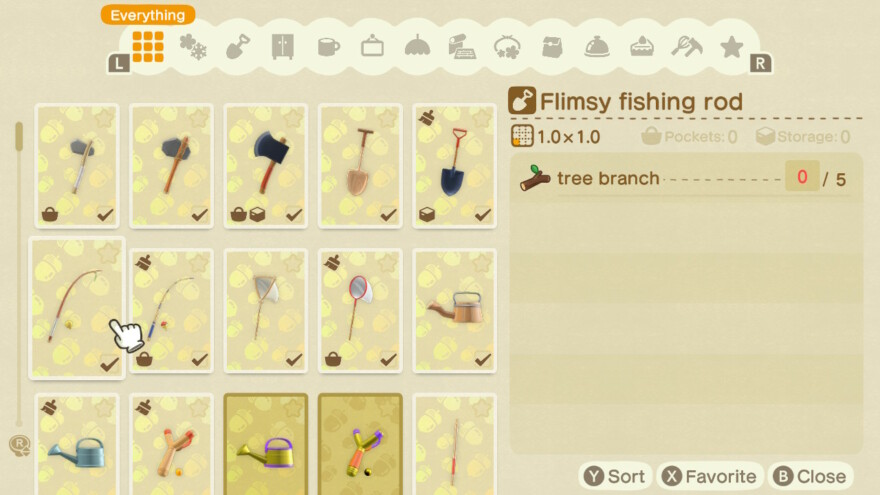 Animal Crossing Flimsy Fishing Rod Recipe