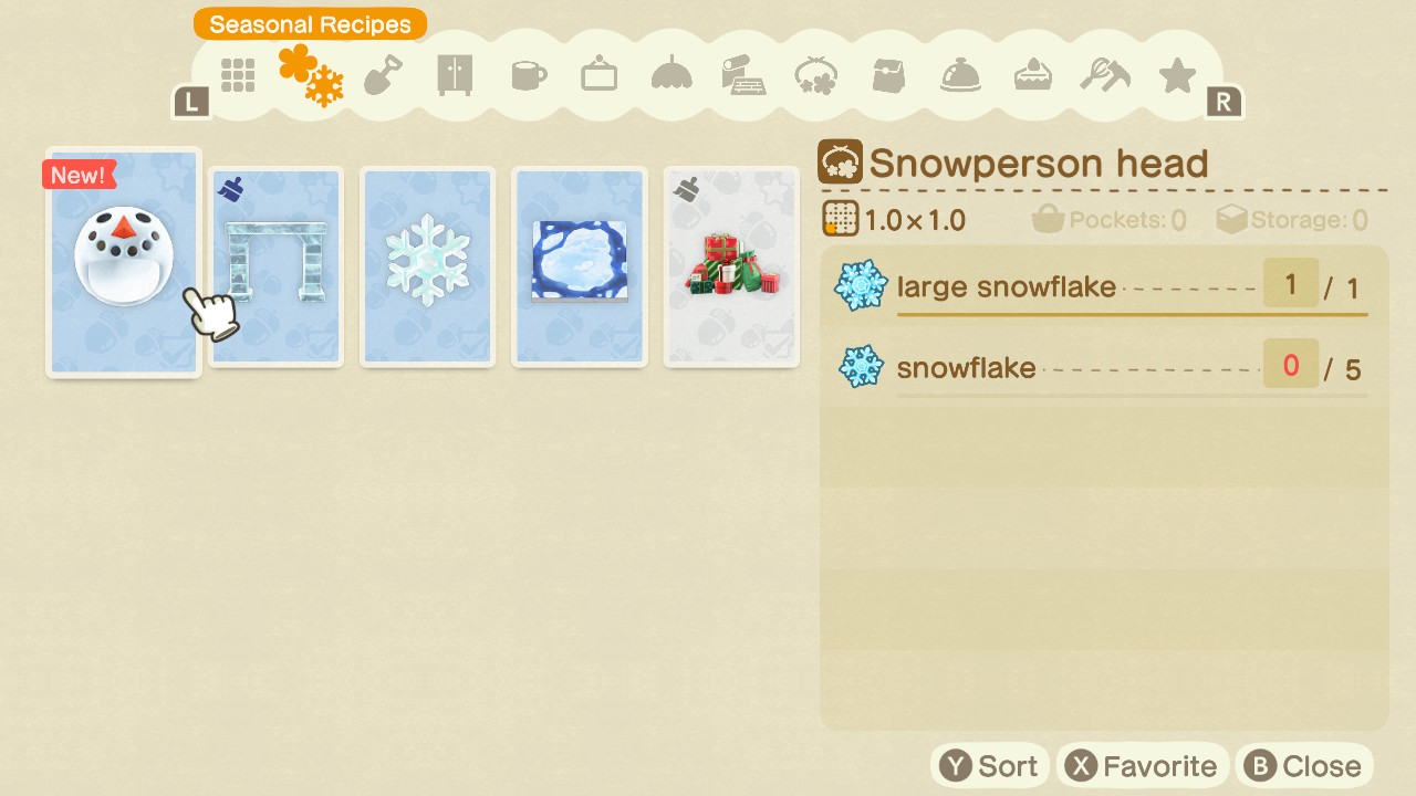 Animal Crossing - Snowboy DIY Recipe