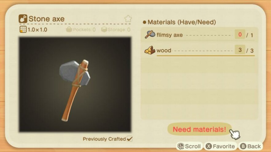 Animal Crossing Stone Axe Recipe