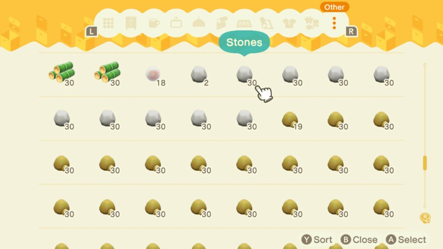 Animal Crossing Stones In Inventory
