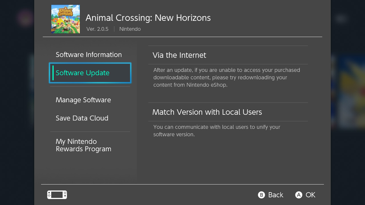 Animal Crossing - Software Update