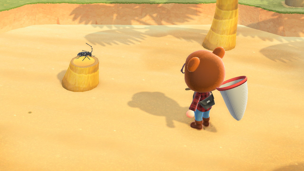 Animal Crossing Beetle On Tree Stump