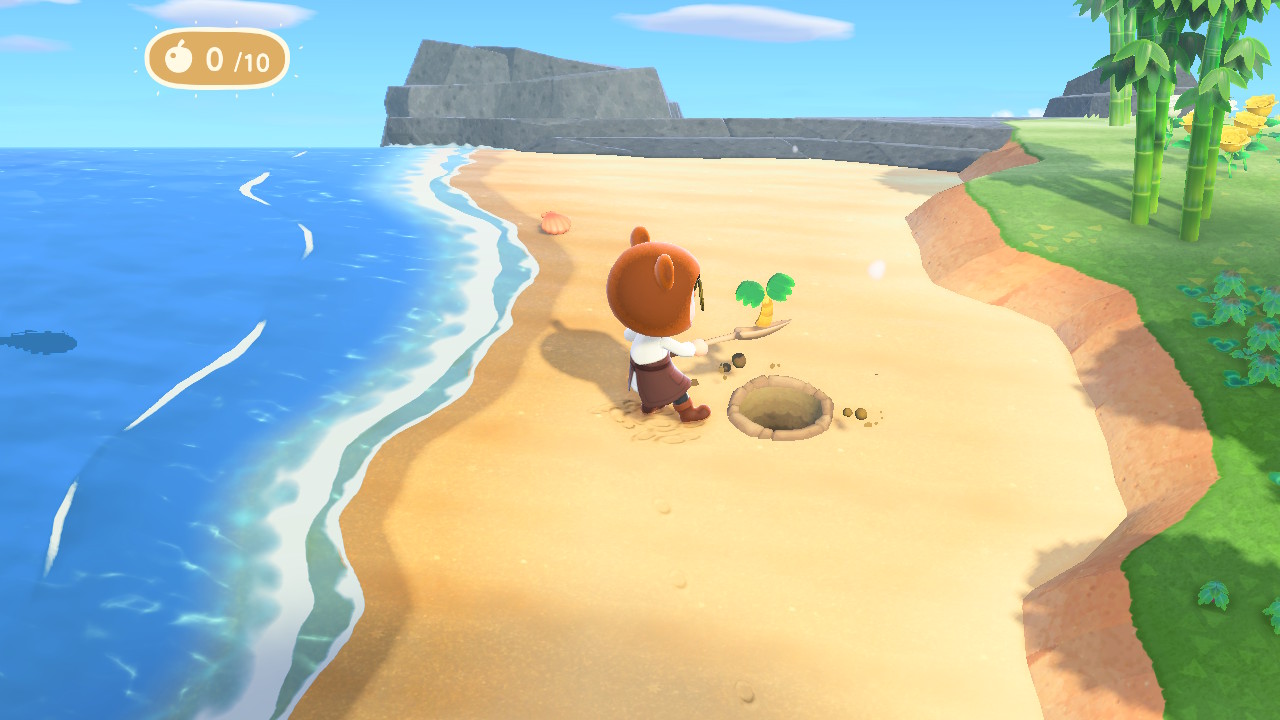 Animal Crossing Digging Out Coconut Tree