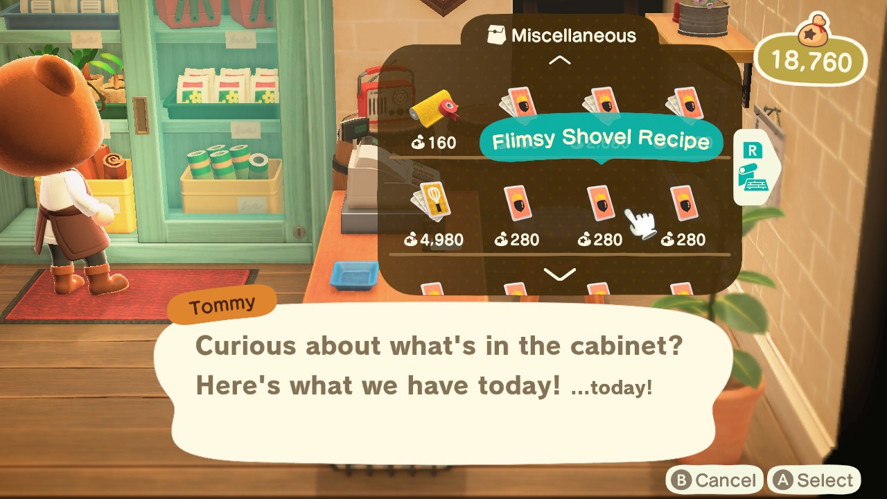 Animal Crossing Flimsy Shovel Recipe From Nook's Cranny