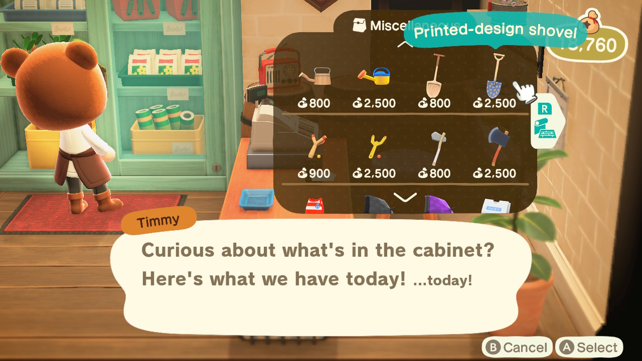 Animal Crossing Nook's Cranny Shovels