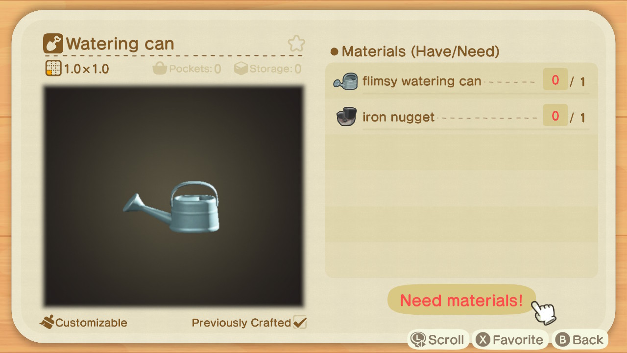 Animal Crossing Watering Can Recipe