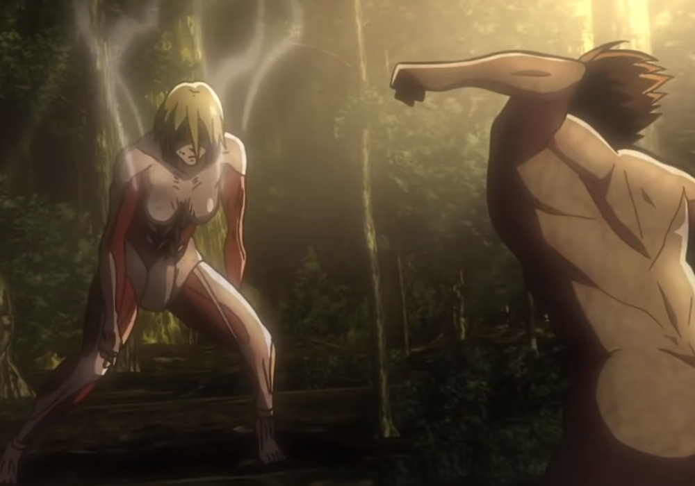 Best Anime Fights Eren Vs Female Titan