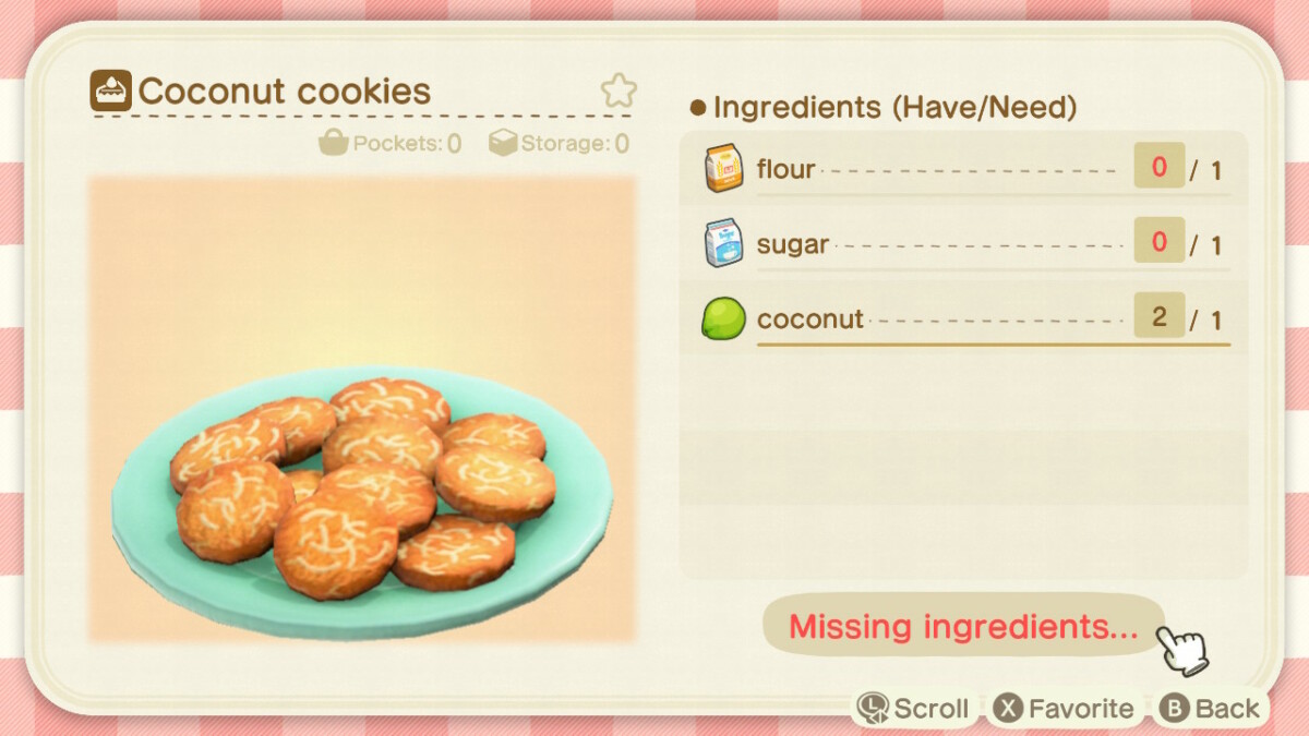 Animal Crossing Coconut Cookies Recipe