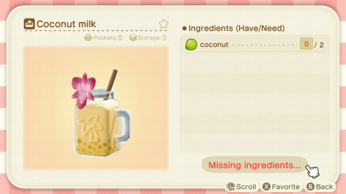 Animal Crossing Coconut Milk Recipe