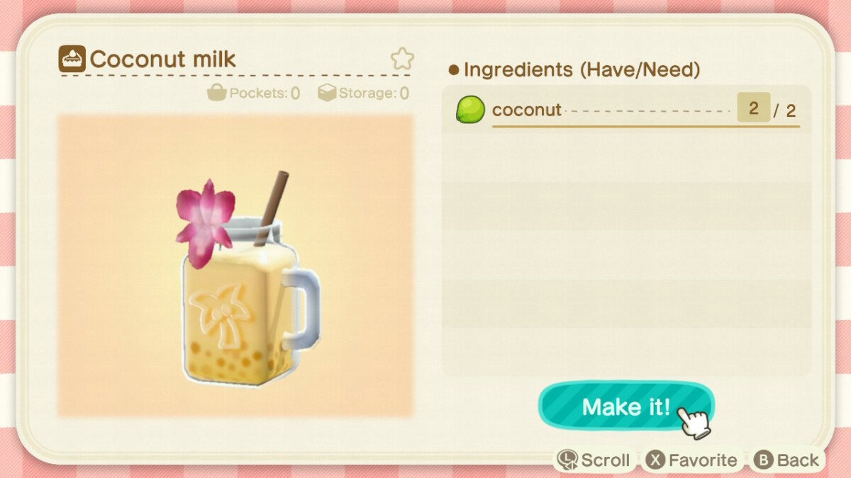 Animal Crossing Coconut Milk Recipe