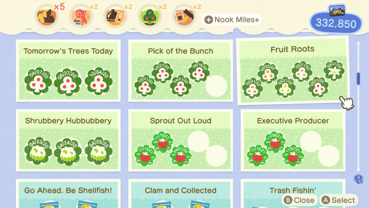 Animal Crossing Fruit Roots Achievement