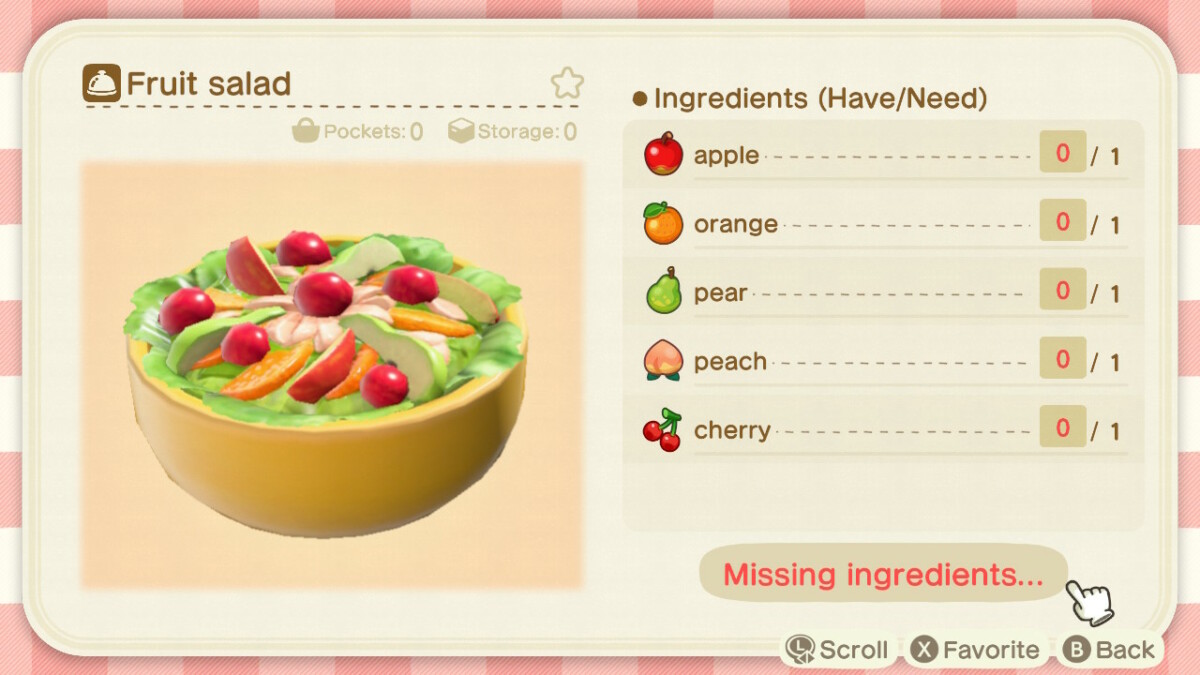 Animal Crossing Fruit Salad Recipe