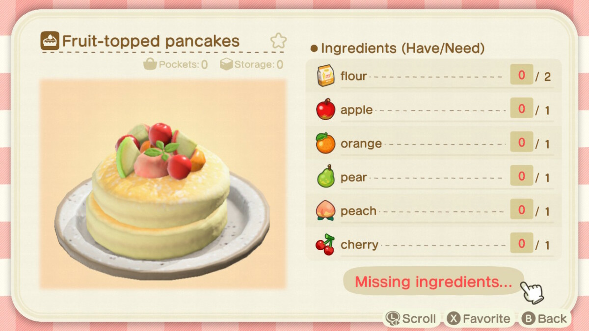Animal Crossing Fruit Topped Pancakes Recipe