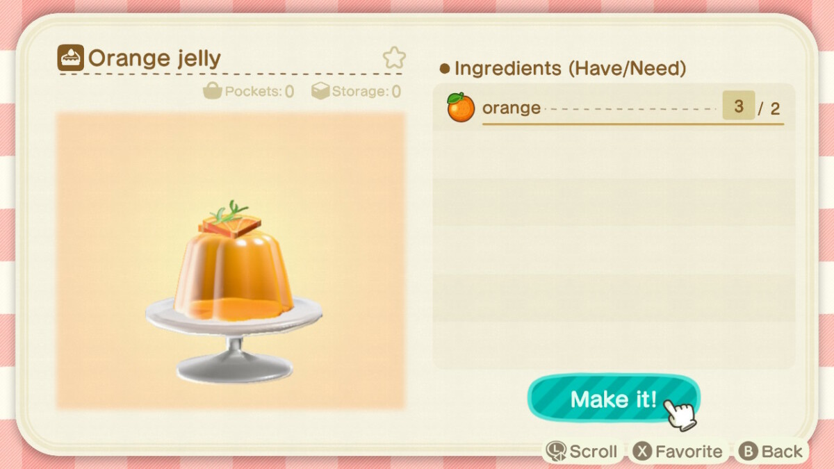 Animal Crossing Orange Jelly Recipe