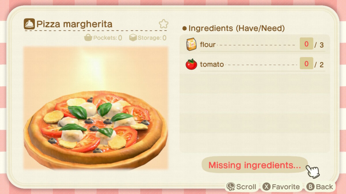 Animal Crossing Pizza Margherita Recipe
