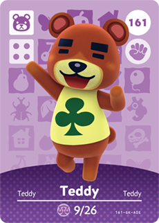 Animal Crossing Teddy Amiibo Card