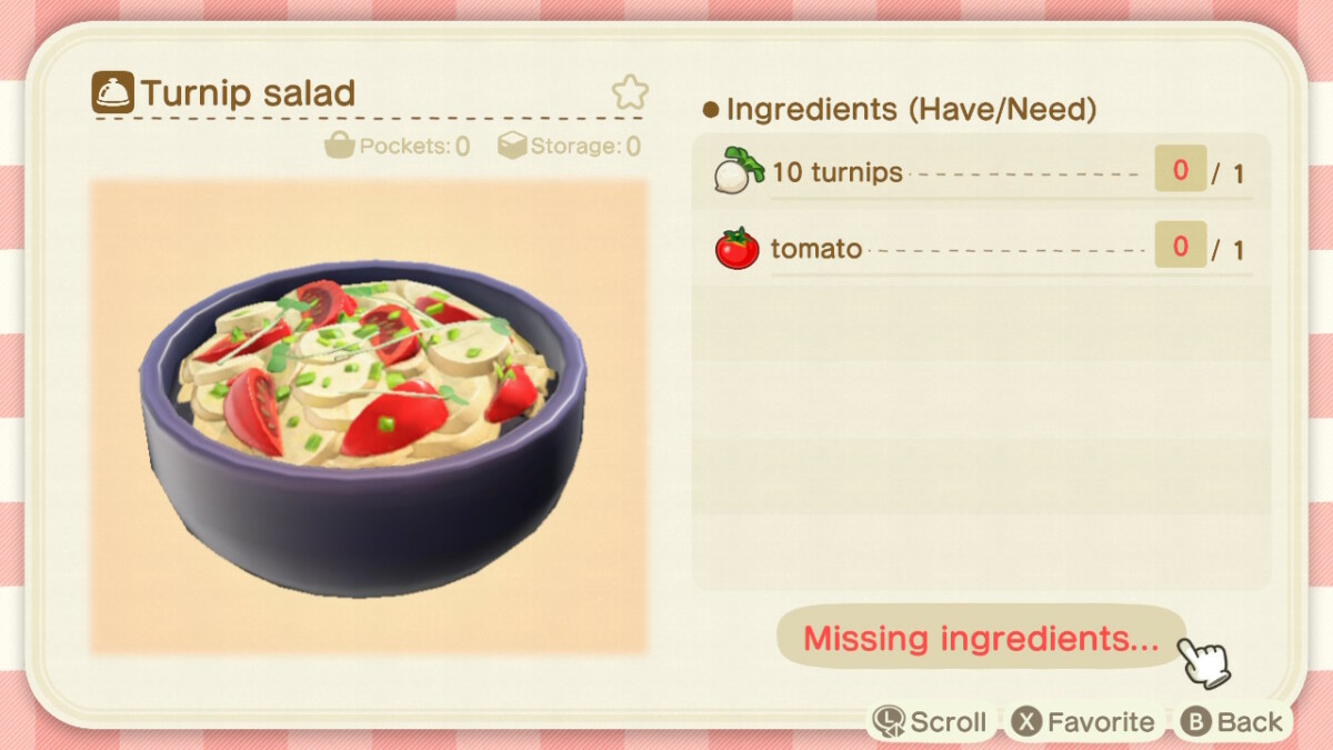 Animal Crossing Turnip Salad Recipe