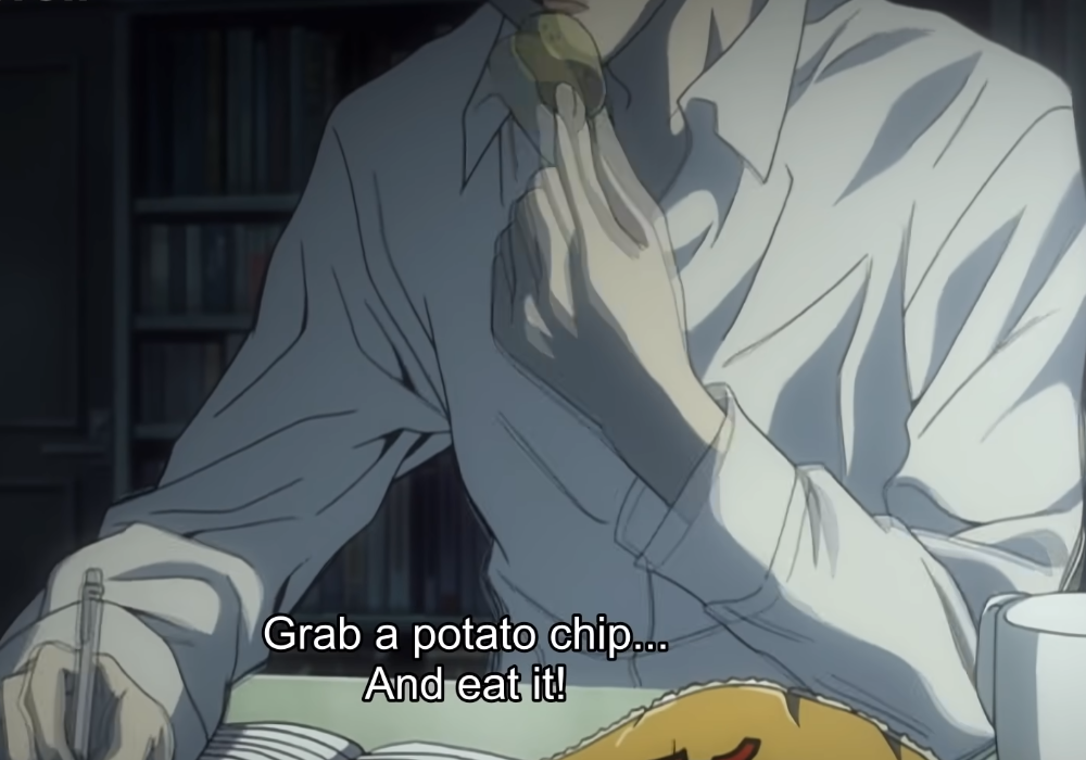 Best Anime Moments Death Note Potato Chip Scene
