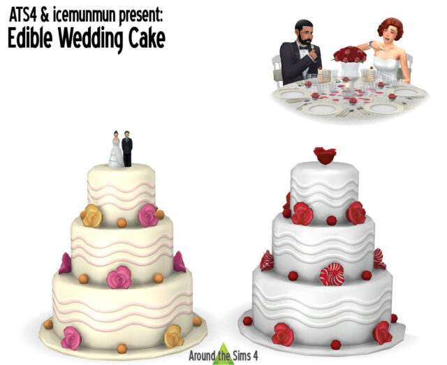 Top 10 Best Sims 4 Wedding Cake CC 2024   Edible Wedding Cake 640x523 