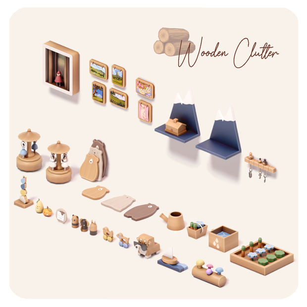 Wooden Clutter Set Post